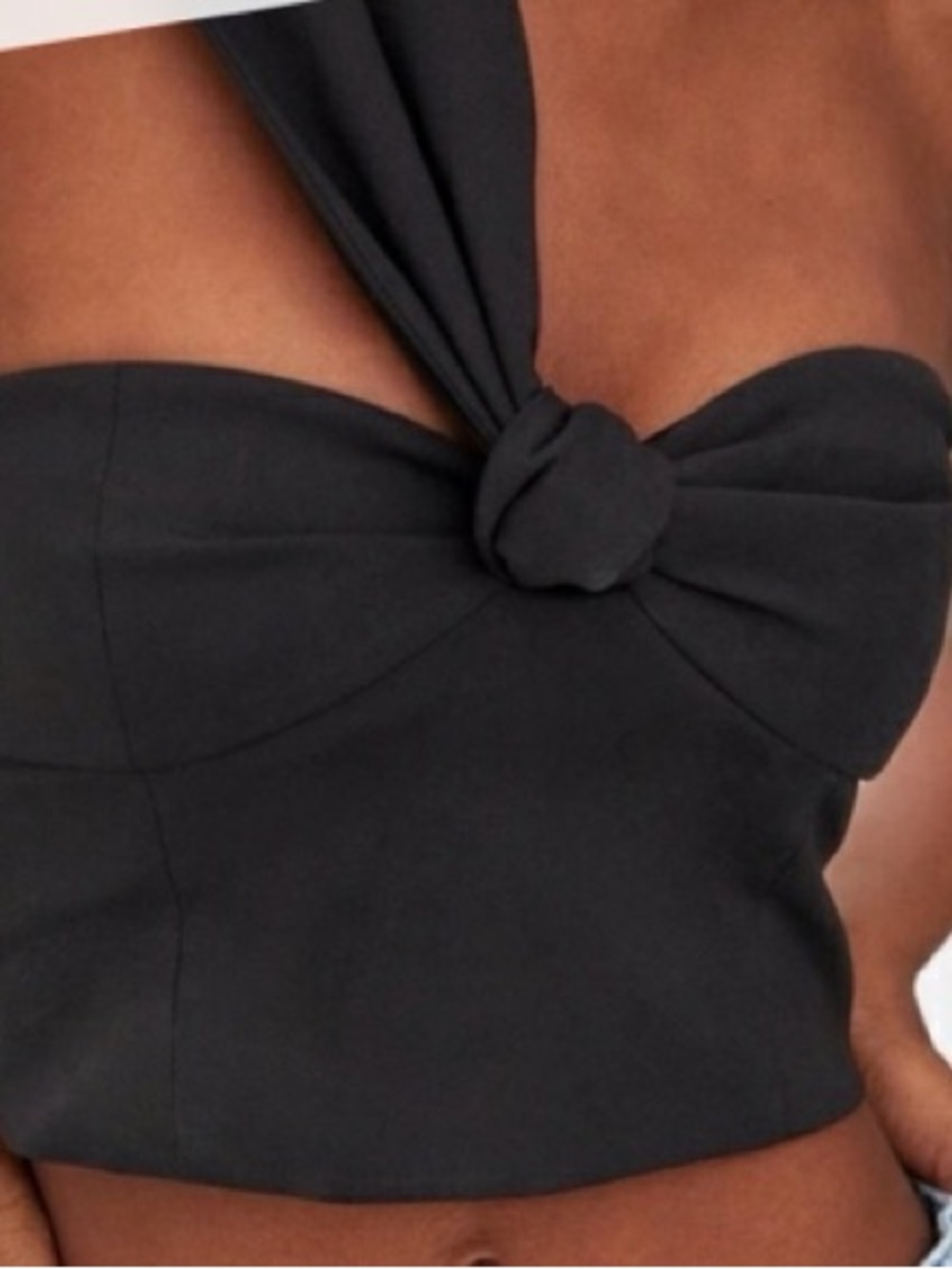 Zara Black Knot-Front Bandeau crop top